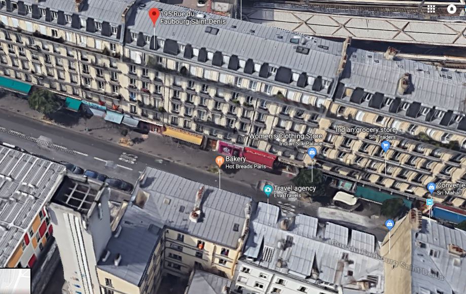 Vue Satellite rue du Faubourg Saint Denis Paris 